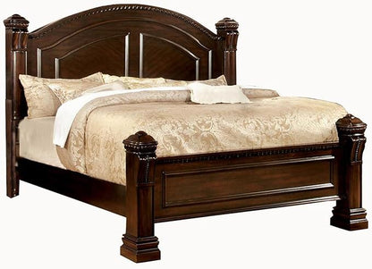 Benjara Koi 4 PC California King Bedroom Set- Cherry Brown Wood