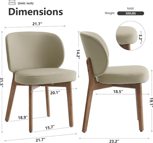 YOUNIKE Dining Chairs Set of 3 Kitchen Dining Room Chairs Modern Khaki | Faux Leather Upholstered Armless Side Accent Chair with Back 20.1" Wide Padded Seat Wooden Legs for Living Room Bedroom
