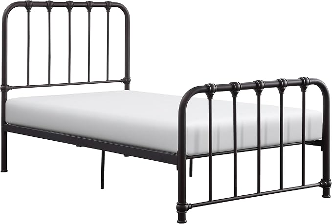 Lexicon Twin Metal Bed Frame, Platform Bed with Strong Metal Slat Support Under Bed Storage, Twin Bed Frame with Headboard, No Box Spring Needed, Easy Assembly, Twin, Dark Bronze