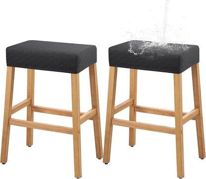 YISUN Stool Covers Rectangle - 2 Pack Stretch Waterproof Saddle Seat Cover Counter Bar Stools Bar Chairs Covers Kitchen Island Chairs Cushion Protector