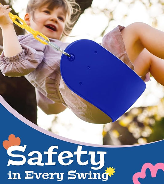 Heavy Duty Swing Seat, 66" Rust-Resistant Chains with 30" PPC-Coated Section, Swing Set Accessories Replacement with Quick Links, Kids Swings Supports 330 lbs for Outdoor Playground, Blue