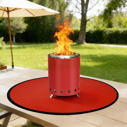 20" Tabletop Fire Pit Mat for Solo Stove Mesa XL, Easy Clean Small BBQ Mat for Outdoor BBQ,Reusable Waterproof Pad,Three-Layer Fireproof and Heat-Resistant Barbecue Mat for Tabletop Fire Pit-Red