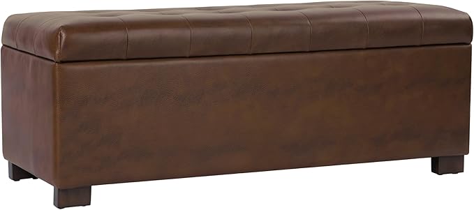 HomePop 46" Tufted Storage Bench - Antique Brown