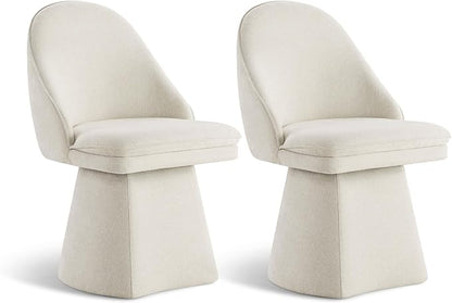 KISLOT Swivel Dining Chairs Modern Desk Chair Upholstered Linen Fabric Side Chair for Kitchen Dining Room Bedroom,Linen,2 Box