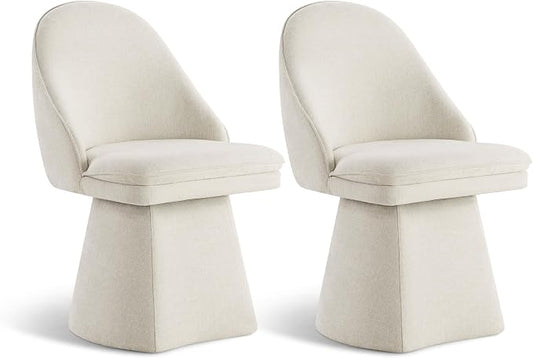 KISLOT Swivel Dining Chairs Modern Desk Chair Upholstered Linen Fabric Side Chair for Kitchen Dining Room Bedroom,Linen,2 Box
