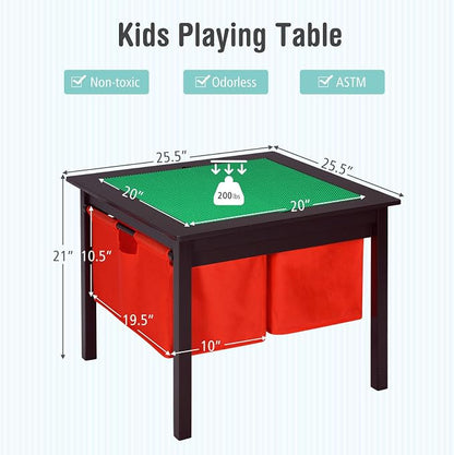 Costzon Kids Table, Children Wooden Activity Table w/Storage Drawers, 2 in 1 Building Block Tabletop for Arts, Crafts, Reading, Preschool, Nursery, Kindergarten, Toddler Table (Espresso)