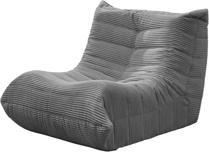 Hobestluk Small Bean Bag Chair Faux Fur Fabric BeanBag Couch for Playroom | Grey Corduroy,Ergonomic Design,Memory Foam,Strong Supportive,No Assembly Required,Decorative Style for Living Room Bedroom
