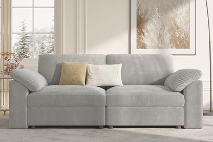 EASE MOOSE Comfty Modern Loveseat Couch, Modern Deep Seat Sectional 2 Seat Modular Sofa for Living Room,Light Gray