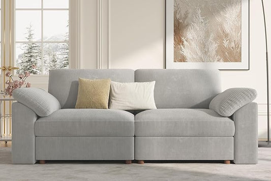 EASE MOOSE Comfty Modern Loveseat Couch, Modern Deep Seat Sectional 2 Seat Modular Sofa for Living Room,Light Gray