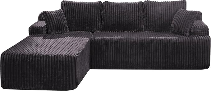 Hobestluk Boneless Couch Modular Sectional Sofa for Living Room Furniture | 98" Left Facing Chaise Darkgrey,Memory Foam,Removable Cover,Non-slip Bottom,No Assemble Required,Furniture for Apartment
