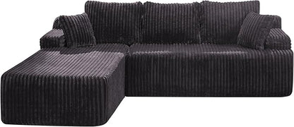Hobestluk Boneless Couch Modular Sectional Sofa for Living Room Furniture | 98" Left Facing Chaise Darkgrey,Memory Foam,Removable Cover,Non-slip Bottom,No Assemble Required,Furniture for Apartment