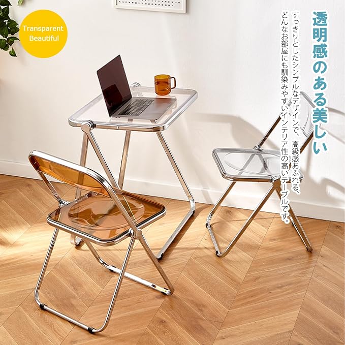 KAIHAOWIN Folding TV Tray Table Acrylic Foldable Table No Assembly Required Tiny Desk for Home Office Side Table Small Computer Desk for Small Spaces (Grey)