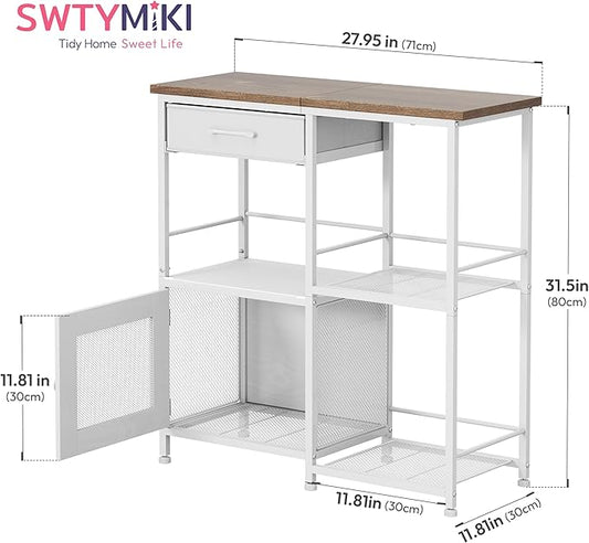 SWTYMIKI Coffee Bar Cabinet for Home - Farmhouse Coffee Stand Station Multi-Purpose Buffet Sideboard Cabinet with Drawers - Kitchen Bar Table for Living Room, Corner, Small Space, Oak