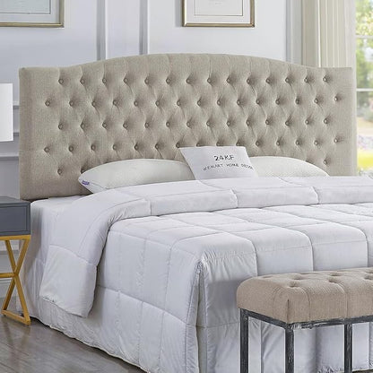 24KF Upholstered Tufted Button Linen King Headboard,Comfortable Fashional California King Headboard,Linen