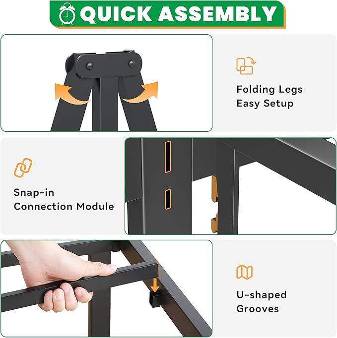 14 Inch King Size Bed Frames, Heavy Duty Metal King Platform 3500 lbs Capacity, No Box Spring Needed, 6 Mattress Slide Stopper, Headboard Holes, Noise-Free, Easy Assembly