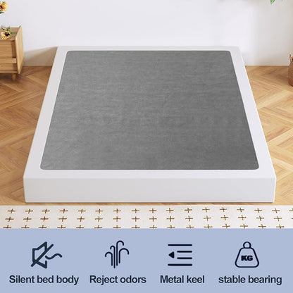 Box Spring, Metal Frame Mattress Foundation with Fabric Cover, Easy Assembly, Noise-Free (7 Inch, Queen)