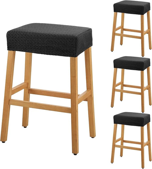 YISUN Stool Covers Rectangle - 4 Pack Stretch Waterproof Saddle Seat Cover Counter Bar Stools Bar Chairs Covers Kitchen Island Chairs Cushion Protector
