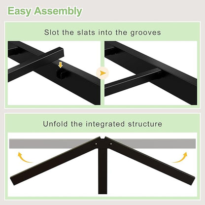 Lutown-Teen 12 Inch King Size Bed Frame with Headboard and Footboard | Classic Style Metal Platform Bed Frame, Under Bed Storage, No Box Spring Needed, Easy Assembly, Noise Free, Black
