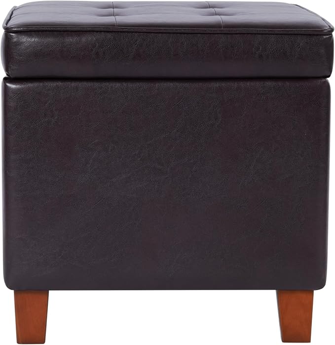 HomePop 18" Classic Square Storage Ottoman - Brown