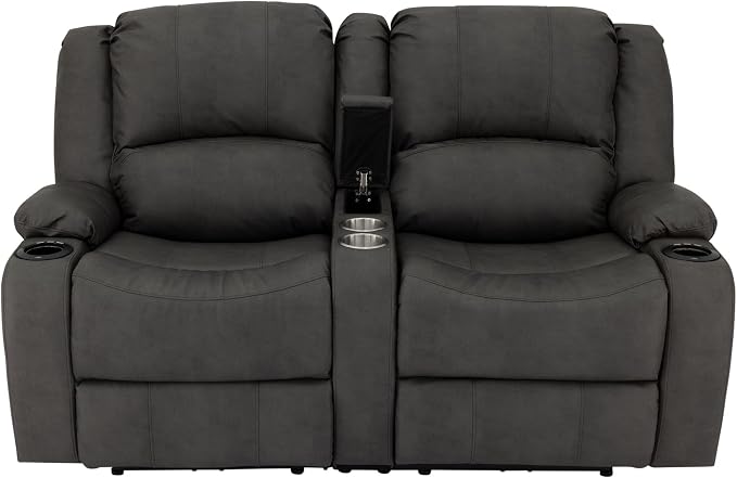 RecPro Charles 64" RV Wall Hugger Reclining Sofa | Gunmetal