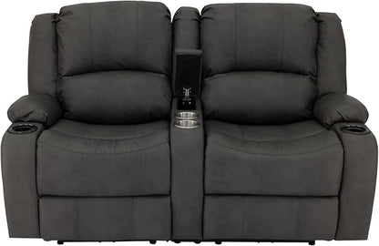 RecPro Charles 64" RV Wall Hugger Reclining Sofa | Gunmetal