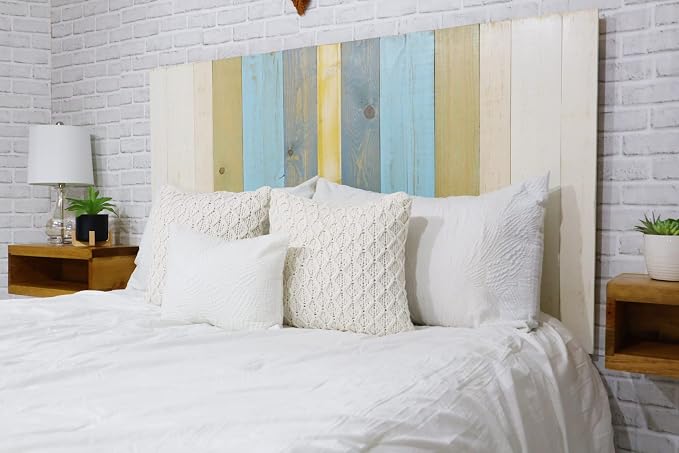 Barn Walls Sunrise Mix Signature Design, Multicolored Solid Wood Headboard, Floating Panels, Wall Mount, Adjustable Height, Easy Assembly Full Size