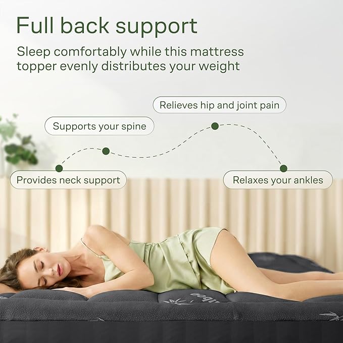 Niagara Sleep Solution Ultra Soft Twin Size Mattress Topper - Rayon Derived from Bamboo Pillow Top Mattress Pad for Back Pain Relief - Naturally Cooling for Hot Sleepers, Dark Gray