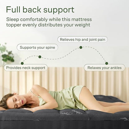 Niagara Sleep Solution Ultra Soft King Size Mattress Topper - Rayon Derived from Bamboo Pillow Top Mattress Pad for Back Pain Relief - Naturally Cooling for Hot Sleepers, Dark Gray