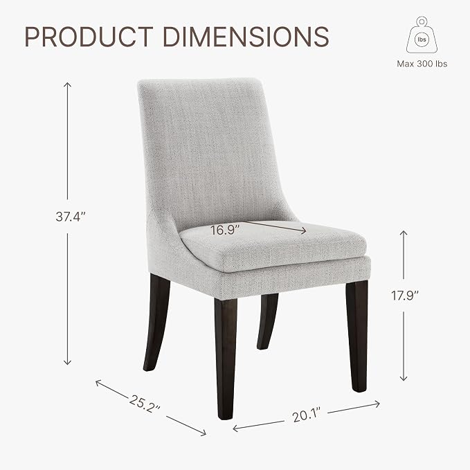 KISLOT Upholstered Dining Chairs Modern Sidechair Performance Fabric High Back Armlesschair for Diningroom Kitchen,Linen,Set of 2(1 Box)
