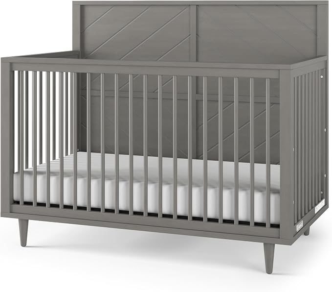 Child Craft Surrey Hill 4-in-1 Convertible Crib, Baby Crib Converts to Day Bed, Toddler Bed and Full Size Bed, 2 Adjustable Mattress Positions, Non-Toxic, Baby Safe Finish (Lunar Gray)