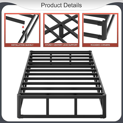 Yicensen 10 Inch High Profile Twin Box Spring Heavy Duty Metal Box Spring Twin with Fabric Cover, Sturdy Mattress Foundation, Easy Assembly, Noise Free, Black