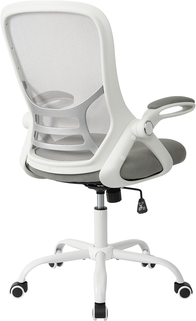 HYLONE Office Chair Ergonomic Chair with Flip up Armrests, Thickened Seat Computer Chair with Breathable Mesh Back Home Office Computer Chairs for Long Hours Mesh Office Chair(Grey)