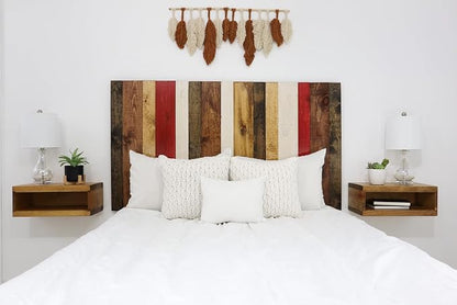 Barn Walls Fall Mix Signature Design, Multicolored Solid Wood Headboard, Floating Panels, Wall Mount, Adjustable Height, Easy Assembly, Twin Size