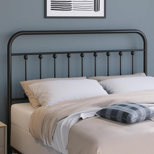 Vintage Metal Headboards, Adjustable Height Iron Frame, Farmhouse Rustic Style, Elegant and Durable Design, Easy Assembly, Universal Fit for Kids & Adults, Full Size, Black Finish