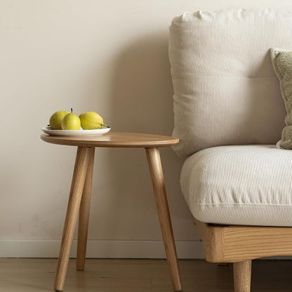 Small Oval Coffee Table, Mid Century Modern Coffee Table for Living Room, 100% Solid Oak Wood Side Table End Tables for Home (Natural Color, 19.68" Wx13.38 Dx17.71 H)