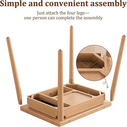 Solid Wood Small Dining Table, 23.6"L-47.2"L Expandable Kitchen Table for 2-6, Designed for Small Spaces, Easy Assembly, Suitable for Kitchen, Dining Room, Living Room, Apartment (Natural)