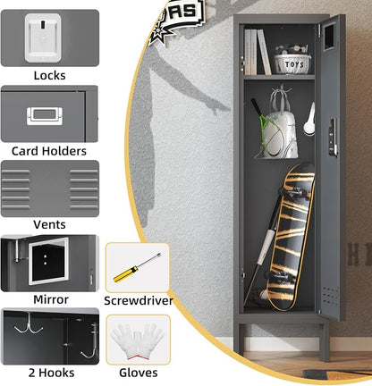 BUTISOW Metal Kids Locker,Metal Cabinet Storage Lockers,Lockable for Employees with Door,54" Height Steel Locker,Lockable Steel Locker for Children's Room, Playroom, School,Gym