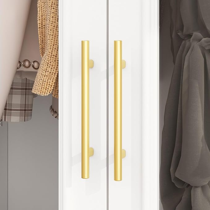 Timechee Almirah for Clothes, 74.8" Tall Bedroom Closet Storage Cabinet with Tempered Glass Doors and Shelves, Hanging Rod, White Standing Wardrobe Armoire Clothes Closet with Drawers for Bedroom