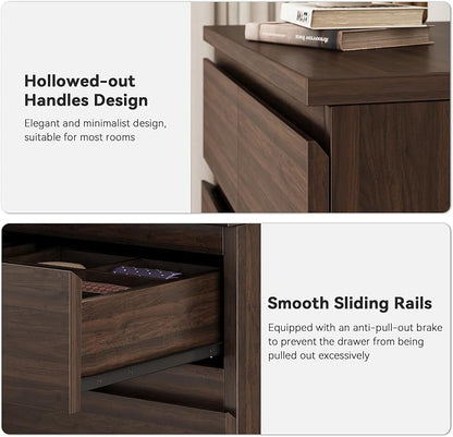Jocoevol Brown Tall 6 Drawer Dresser for Bedroom,Dressers & Chests of Drawers with Jewelry Storage,Wood Storage Dresser with Deep Drawers for Living Room Hallway Entryway(40.75" L*23.62" W*15.75")