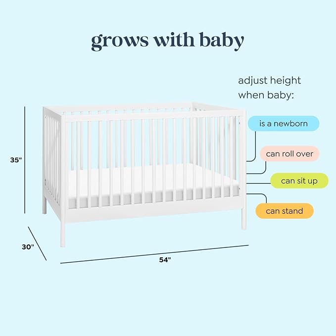 Davinci Birdie 3-in-1 Convertible Crib, GREENGUARD Certified, White | Converts to Toddler Bed & Daybed, 4 Adjustable Mattress Heights - Conversion Kit Sold Separately - Easy to Assemble