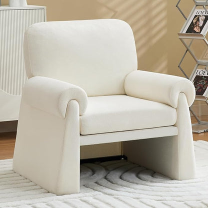 Oversized Accent Chair, Comfy Living Room Chairs, Single Sofa Chair with Thick Cushion and Armrests, Upholstered Arm Chair for Living Room, Modern Armchair, Reading Chair for Bedroom, Beige