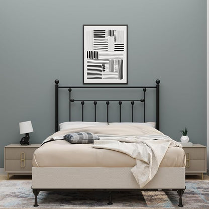 Victorian Metal Headboards, Adjustable Height Iron Frame, Rustic Farmhouse Style, Elegant and Durable Design, Easy Assembly, Universal Fit for Kids & Adults, King Size, Black Finish