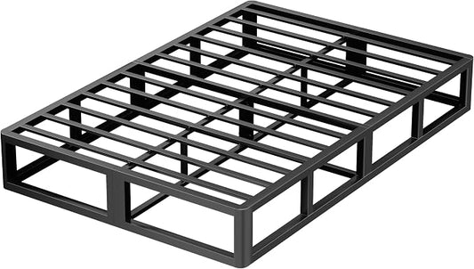 VIPSHOW 10 Inch King Metal Bed Frame Round Corner Low Platform Bed Frames 3000 LBS Heavy Duty Steel Slats Support Mattress Foundation No Box Spring Needed, Noise Free, Easy Assembly, Black