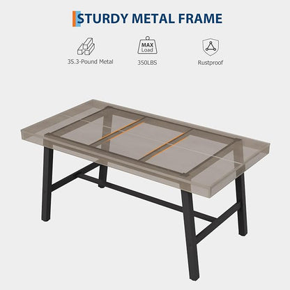 GarveeHome Industrial Dining Table for 2-4, 55" Heavy Duty Rectangular Kitchen Table with 2"×2" Metal Legs, Small Space Dining Table for Kitchen, Dining Room (Grey, 55" Non-extendable)