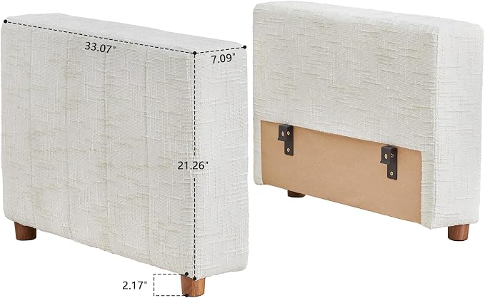 ORRD Modern Chenille Sofa Armrest Backrest for Modular Sectional Sofa Couch for Living Room, White
