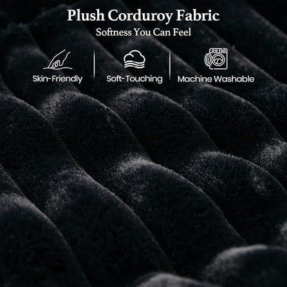 Belffin Corduroy Corner Seat for Modular Sofa Sectional Couches for Living Room Black Couch