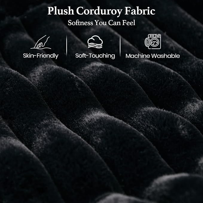 Belffin Plush Corduroy Modular Sectional Sofa Armrest Part Module for Sectional Sleeper Sofa with Pull Out Bed (Set of 2) Black Couch