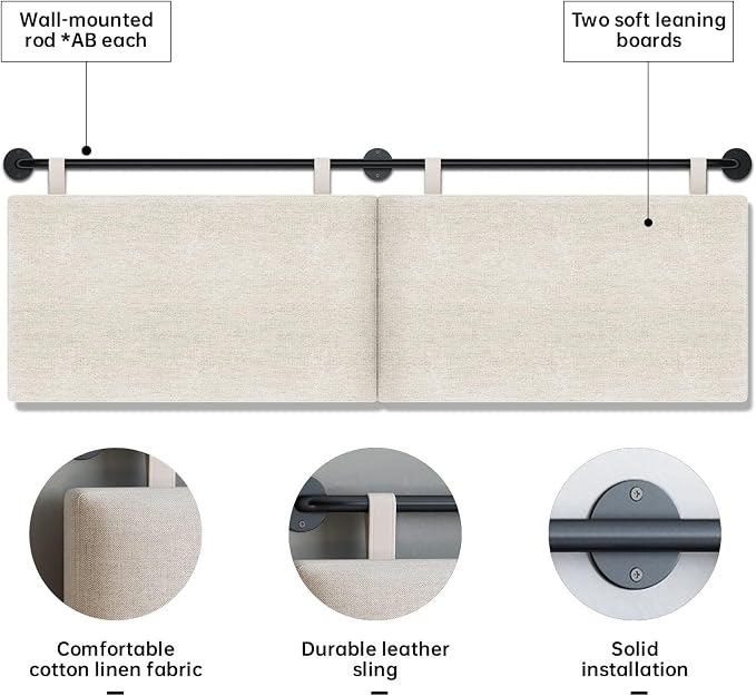 Headboard for King Size Bed, Wall Mounted Headboard with Fine Linen Upholstery and Button Tufting, Adjustable Heigh Head Board for Bedroom (Beige, King)