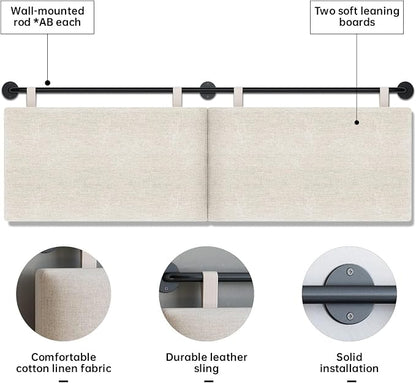 Headboard for King Size Bed, Wall Mounted Headboard with Fine Linen Upholstery and Button Tufting, Adjustable Heigh Head Board for Bedroom (Beige, King)