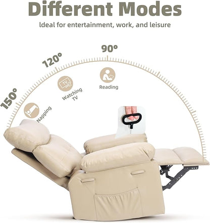 GarveeHome Oversized Leather Recliner Chair, Extra Wide Manual Recliner for Adults, Lazy Chair with 1.5X Sponge Comfort Arm and Back for Living Room, Bedroom, Nursing Room